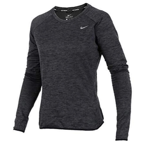 NIKE Gray Black Tech Fleece Waffle Knit Dri-Fit Running Long Sleeve Top Size XS - Picture 1 of 12